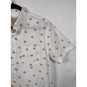 Kitsch Quirky American Eagle White Banana Print Button Up Shirt Mens M Casual